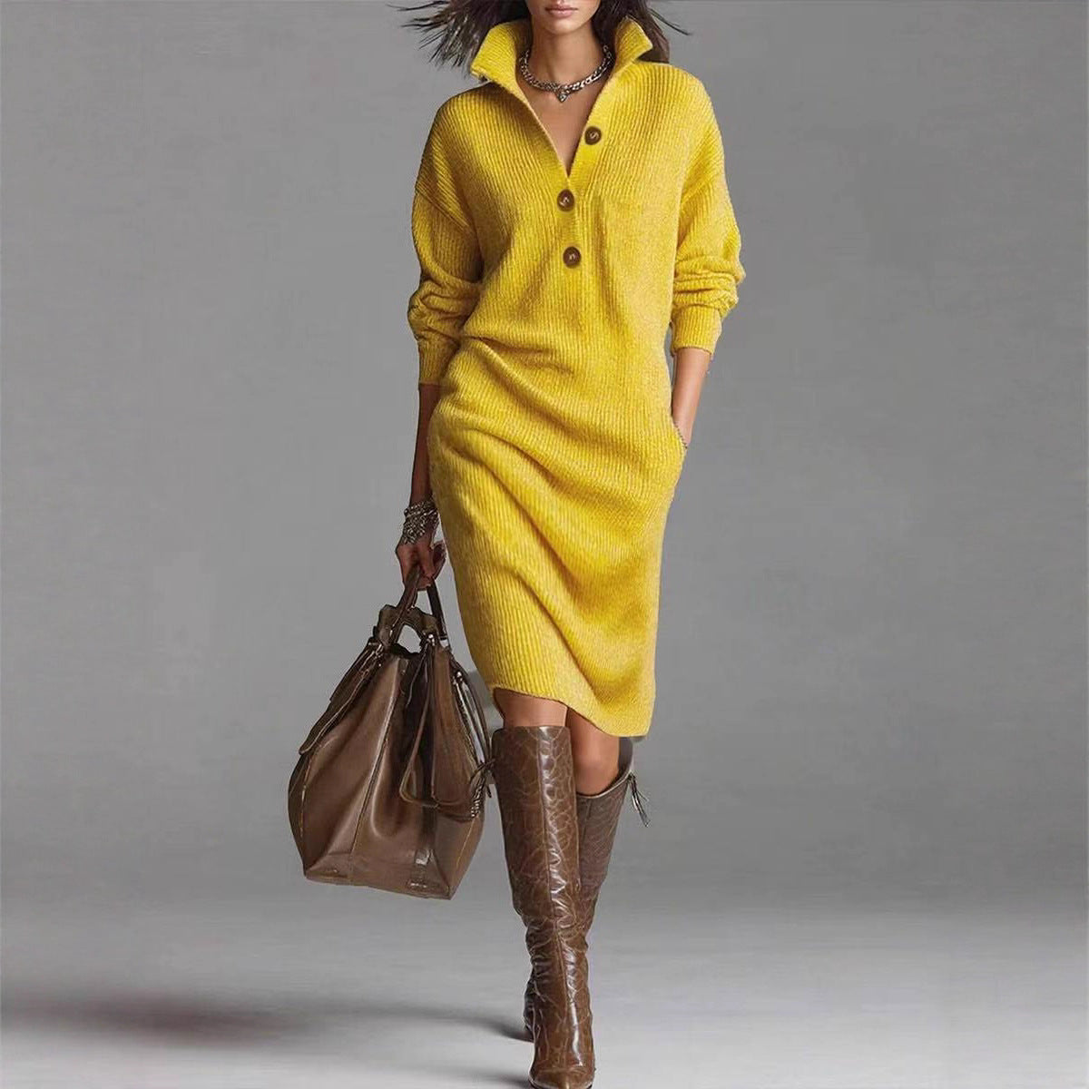 CozyCharm™ Winter Knitted Sweater Dress
