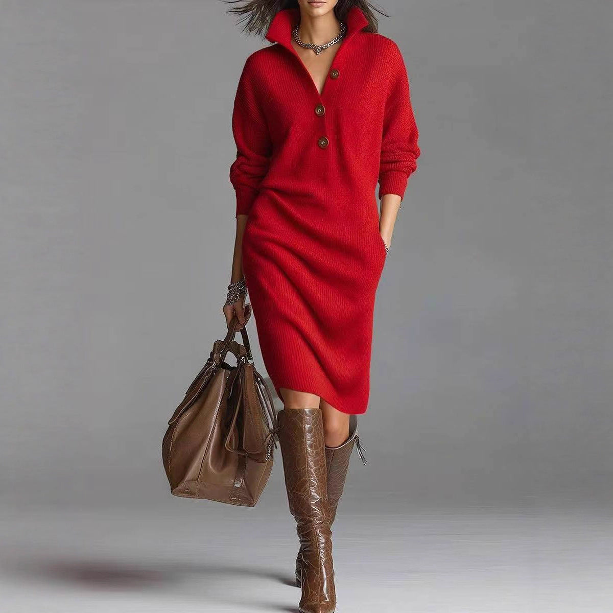 CozyCharm™ Winter Knitted Sweater Dress