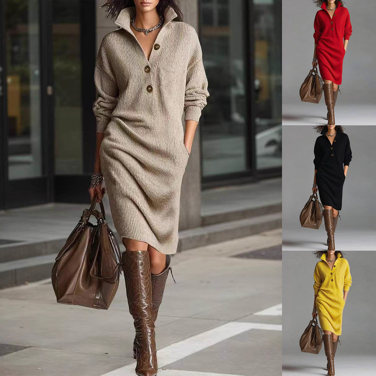 CozyCharm™ Winter Knitted Sweater Dress