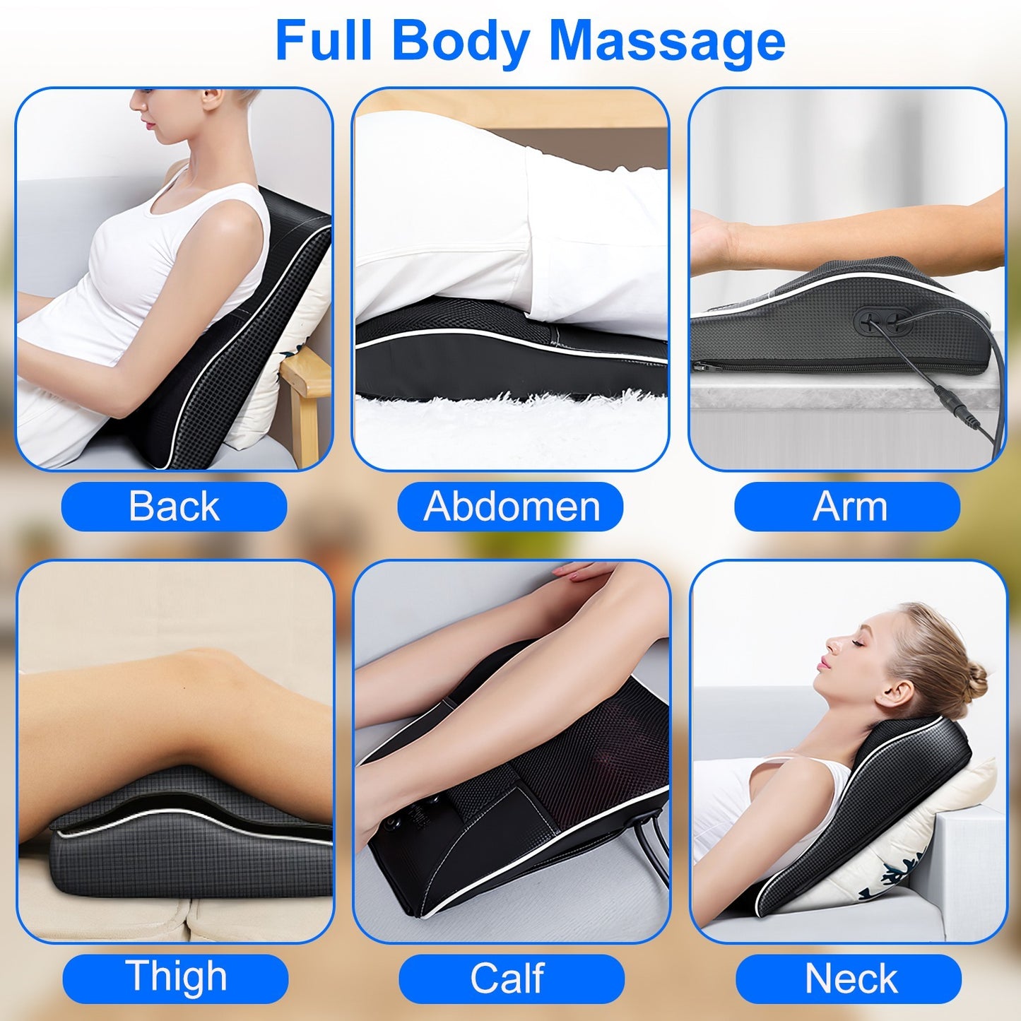 "Cordless Shiatsu Neck & Back Massager with Heat | Portable Shoulder Massager Pillow for Pain Relief"
